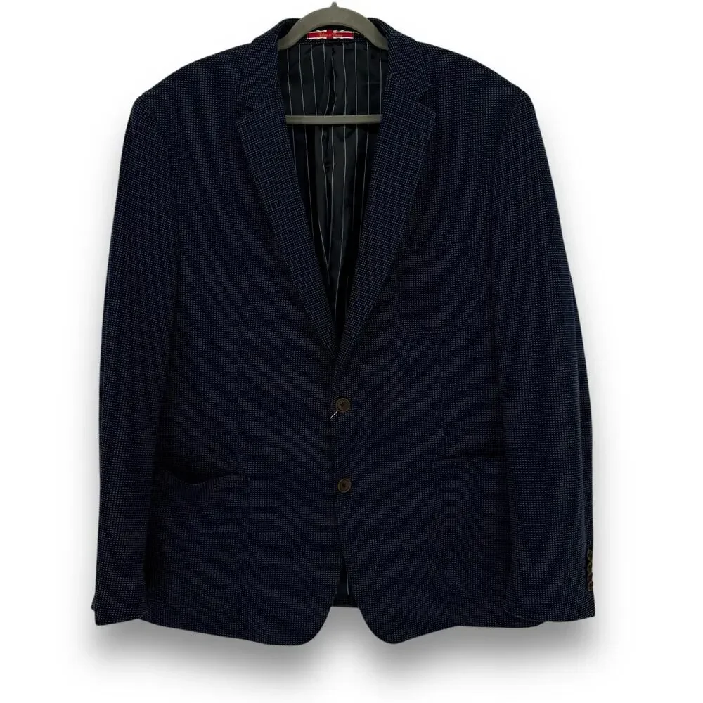 English Laundry Navy Blue Jacquard Sport Coat Jacket, Men's Size 46 XXL